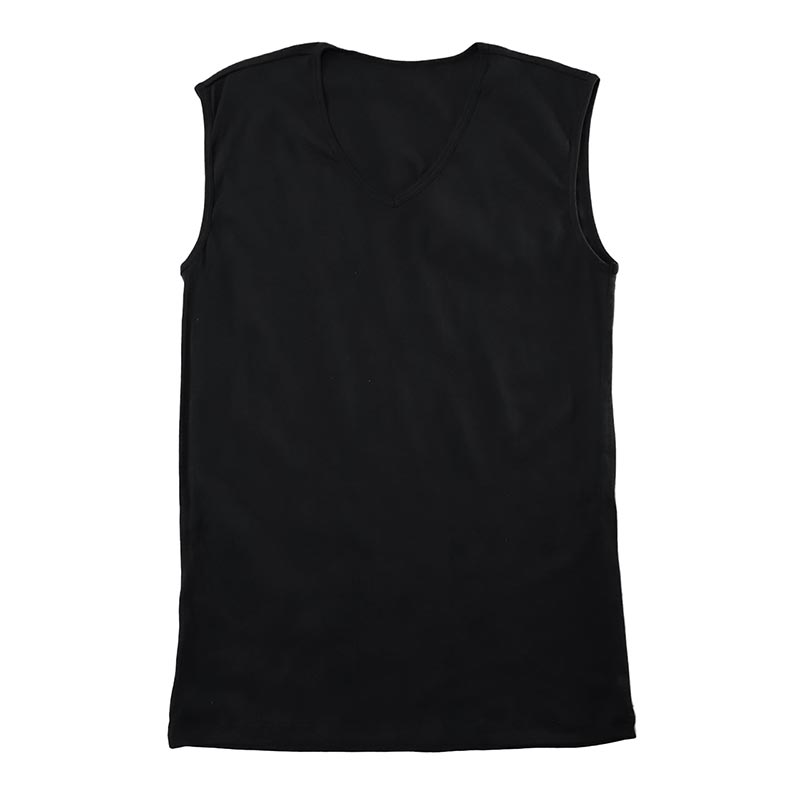 stk201 Vネック スリーブレスシャツ ブラック